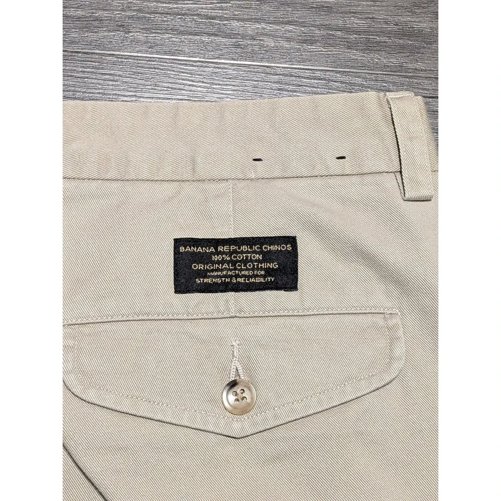 NWT VTG Banana Republic Men's Tan Smithfield Chino Pleated Cuff Pants Size 36x34